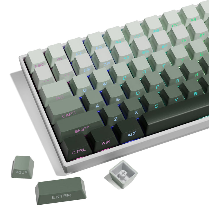 XVX Shine Through Gradient Seaweed Green Keycaps - Side Print, Double Shot PBT, 136 Tasten, OEM-Prof
