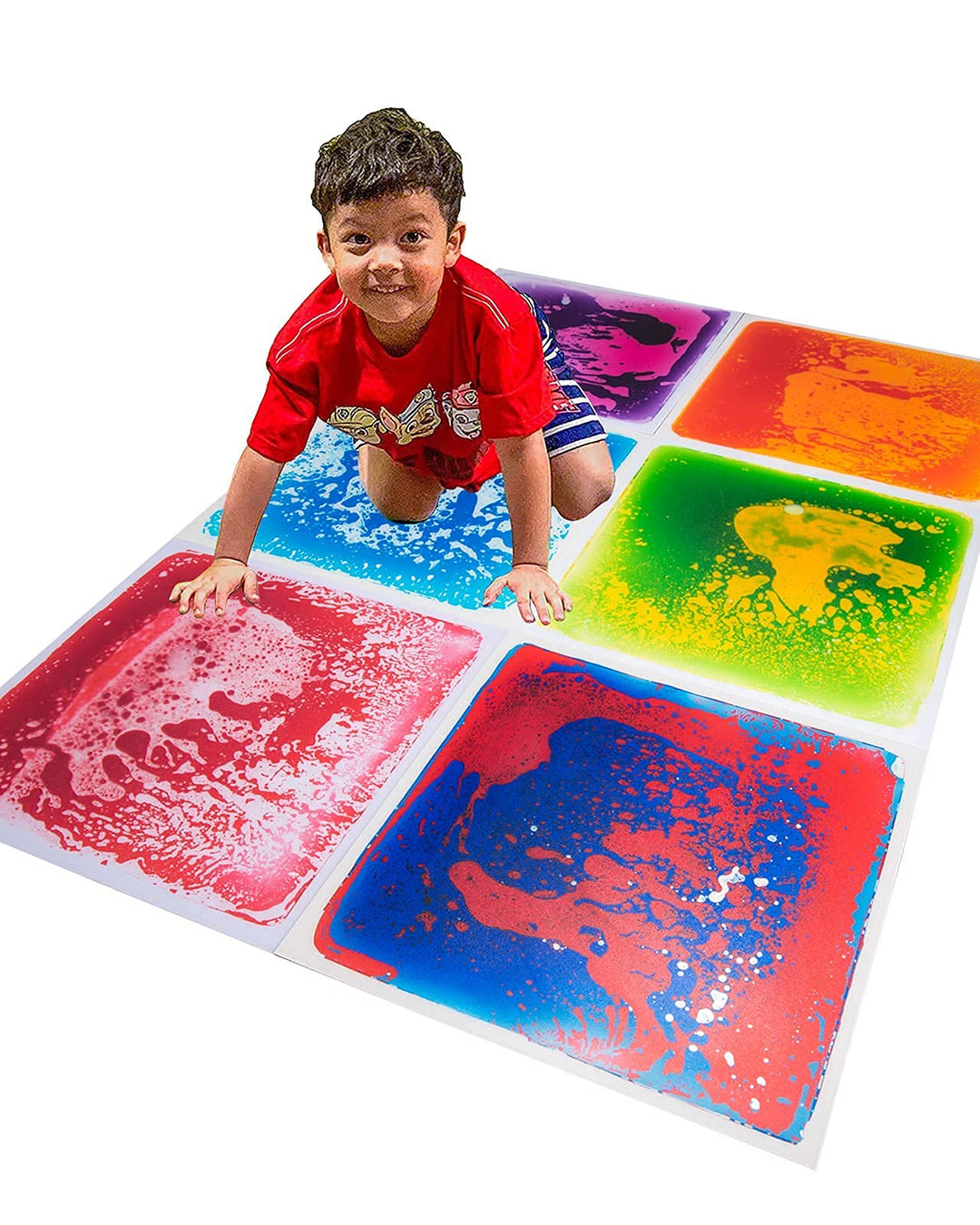 Art3d 6er-Pack Sensory Room Tile Mehrfarbige Trainingsmatte Flüssigkeitsumhüllte Bodenspielmatte Kid