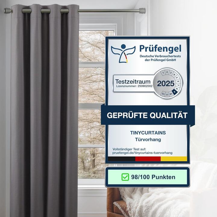 tinycurtains, Türvorhang mit Teleskopstange, einfache Montage in nur 1 Minute ohne Bohren (Türvorhan