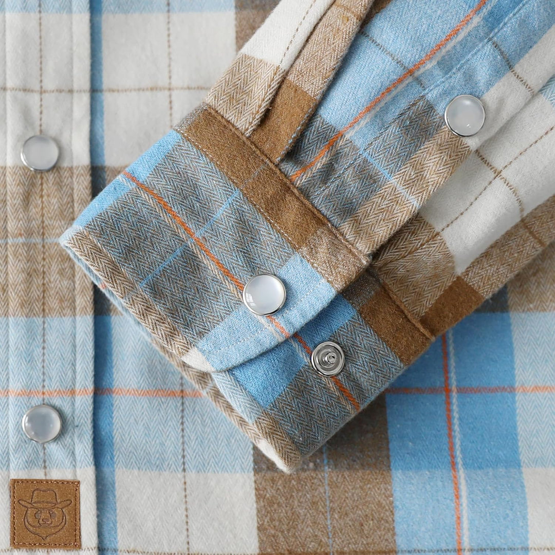 Dubinik® Herren Flanellhemd Flanellhemd Herren Kariert Western Cowboy Vintage Langarm Druckknöpfe Ba