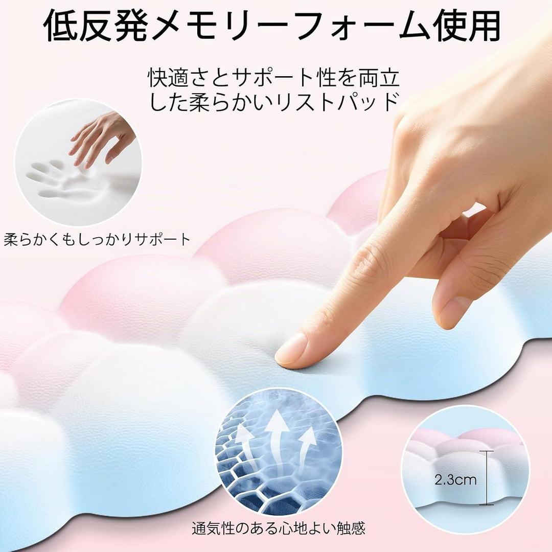 Sushret Memory‑Schaum Cloud Handballenauflage Tastatur‑Set, 4‑in‑1: Ergonomische Tastatur Handballen