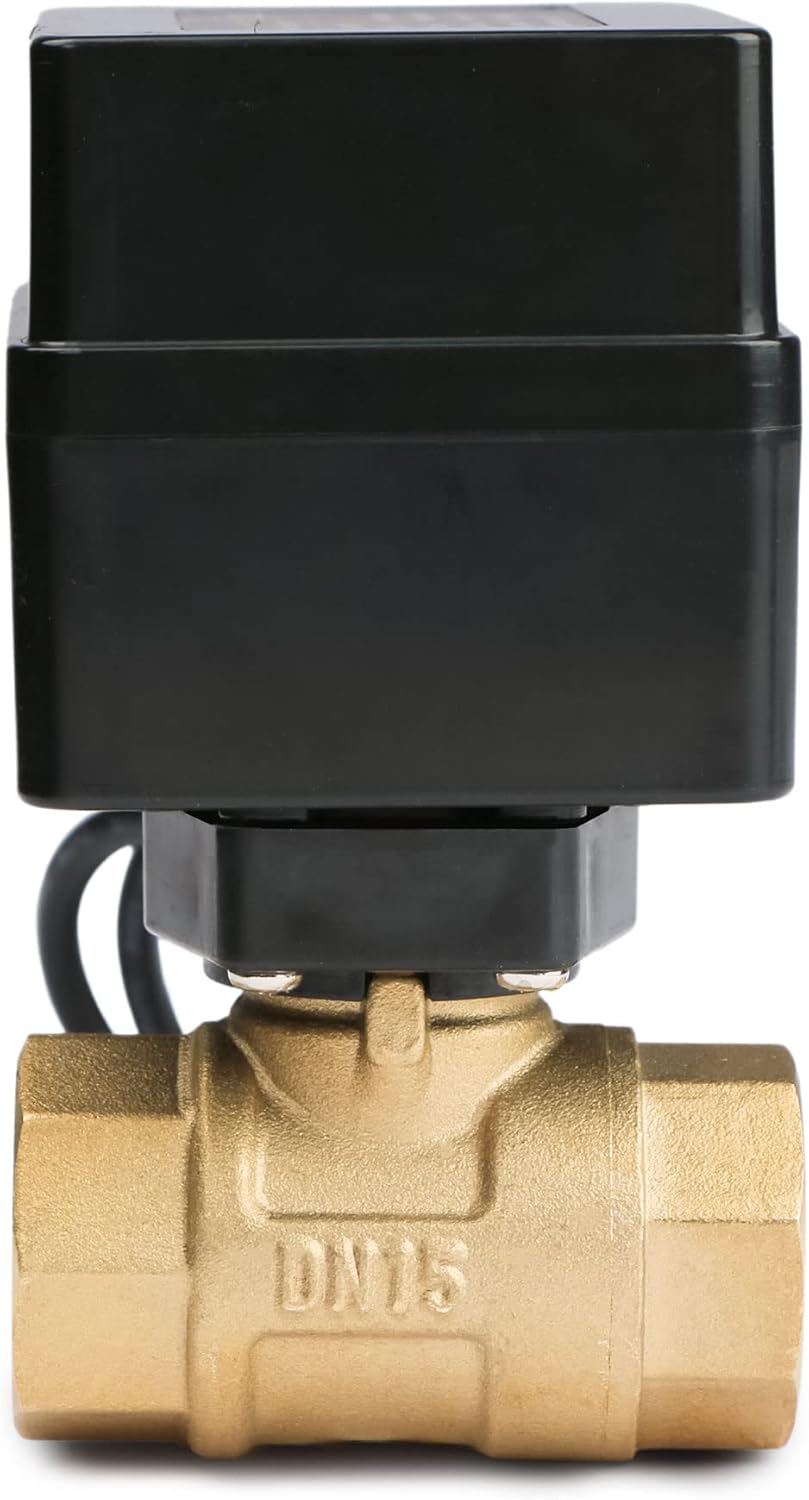 Motorisierter Kugelhahn – 1/2" Messing-Kugelhahn mit Standardanschluss, 9–36 V AC/DC, 2-Draht-Auto-R
