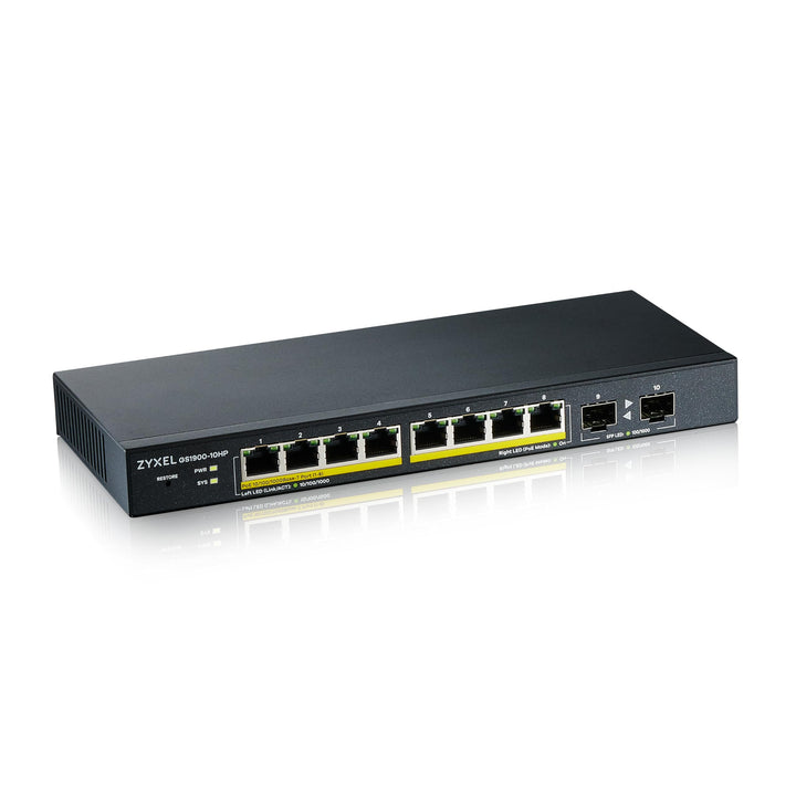 ZyXEL 8-Port Gigabit Ethernet Smart Managed PoE Switch mit 77 Watt Budget - lüfterloses Design und 2