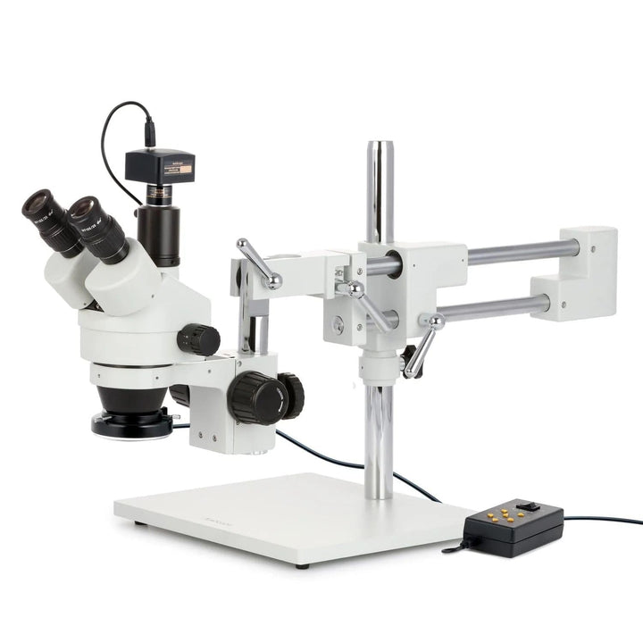 AmScope SM-4TZZ-144A-10M Trinokulares Stereomikroskop mit 4-Zonen-144-LED-Ringlicht und 10MP-Kamera,