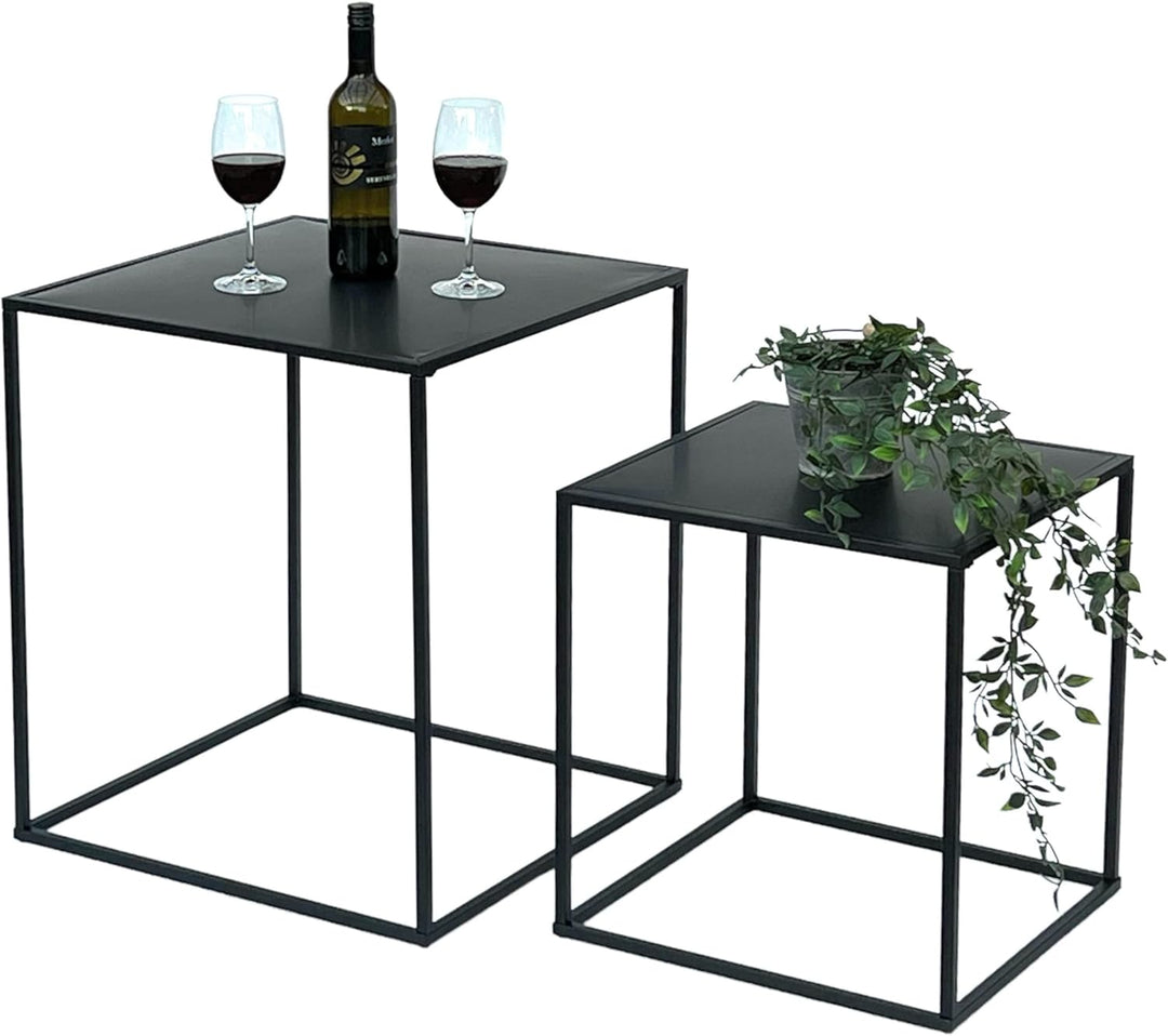 DanDiBo Couchtisch Schwarz Metall 2er Set Beistelltisch Wohnzimmer 96252 Tisch Beistelltisch 52 cm u