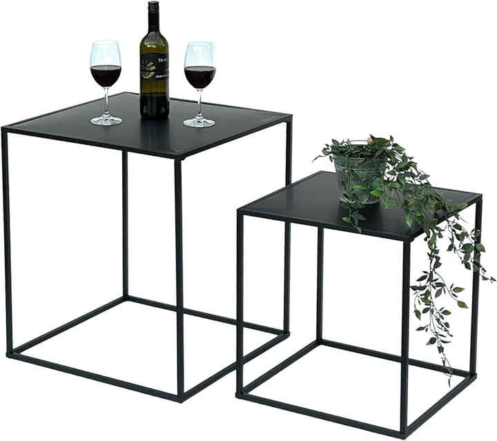 DanDiBo Couchtisch Schwarz Metall 2er Set Beistelltisch Wohnzimmer 96252 Tisch Beistelltisch 52 cm u