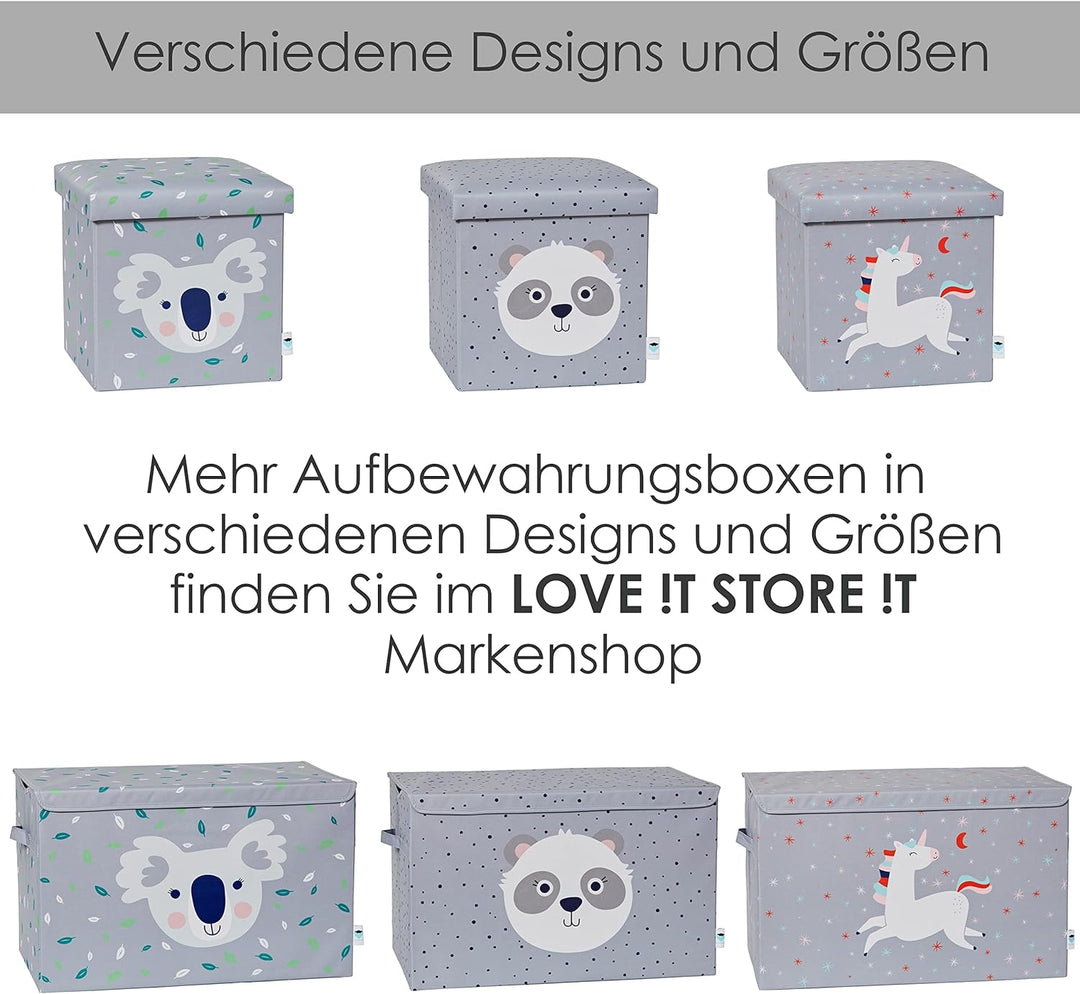 LOVE IT STORE IT Sitzhocker mit Stauraum - Spielzeugkiste aus Stoff - Verstärkt mit Holz - Belastbar