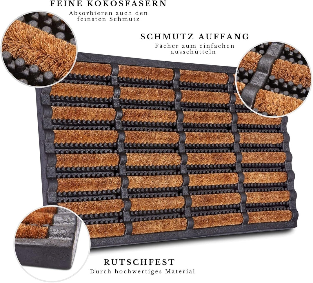 Hanse Home Brushes Fussmatte Kokos und Gummi 40x60cm – rutschfeste Schmutzfangmatte für Innen und Au