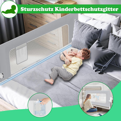 SUBTLETY 1 Seite Baby Bettgitter Umgeklappt Bettschutzgitter Set 72-86cm Höhenverstellbar Rausfallsc