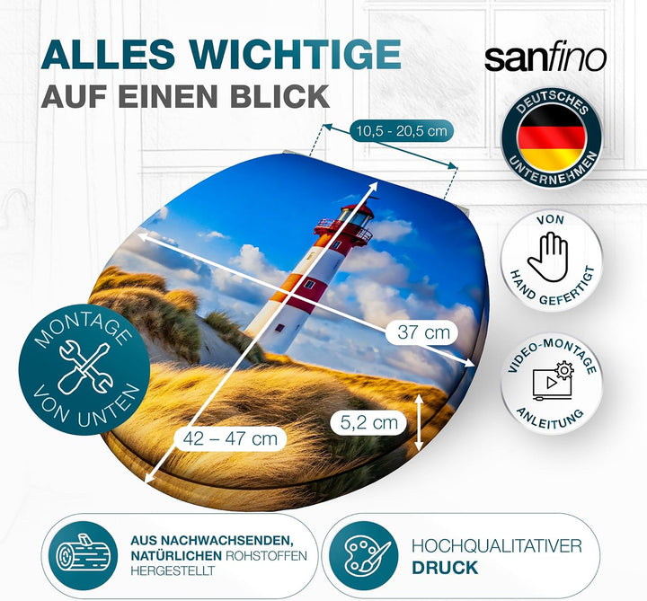 Premium WC Sitz mit Absenkautomatik – hochwertige Toilettendeckel aus Holz, viele bunte Motive, hohe