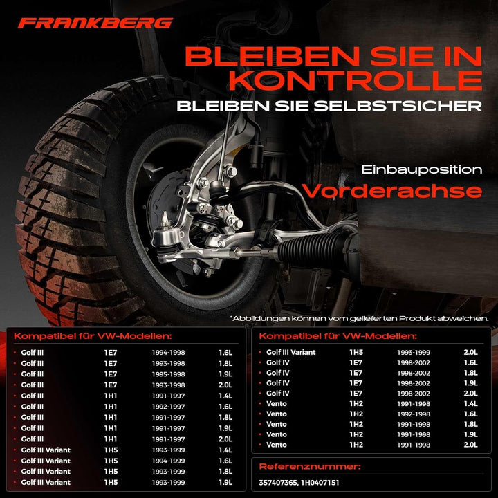 Frankberg 1x Querlenker Vorne Unten Kompatibel mit Golf III/Golf III Van 1H1 1E7 1991-1998 Golf III