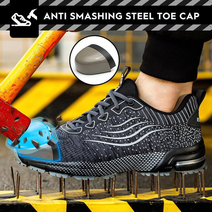 ISOOUS Sicherheitsschuhe Herren Damen Arbeitsschuhe Leicht Atmungsaktiv rutschfest Stahlkappe Schutz