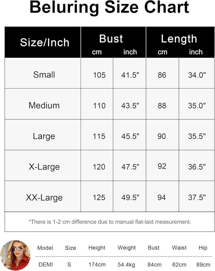 Beluring Damen Kleid mit Taschen Kleider Herbst Langarm/Kurzarm V-Ausschnitt Lässig Shirtkleid M Sti