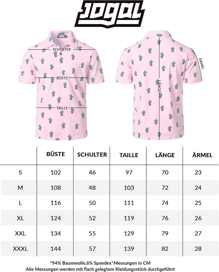 JOGAL Herren Golf Poloshirts Kurzarm Floral Sommer Freizeithemd Regular Fit Sport Outdoor Polo Tshir