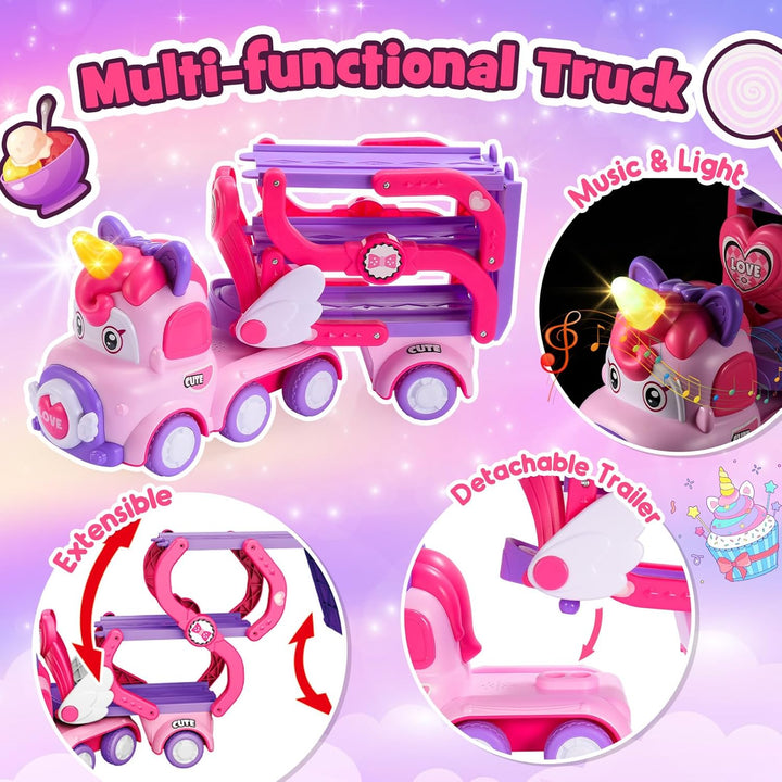 Spielzeug ab 1 2 3 4 5 6 Jahre Mädchen, LKW Spielzeug Geschenk Mädchen 1-6 Jahre Einhorn Geschenke f