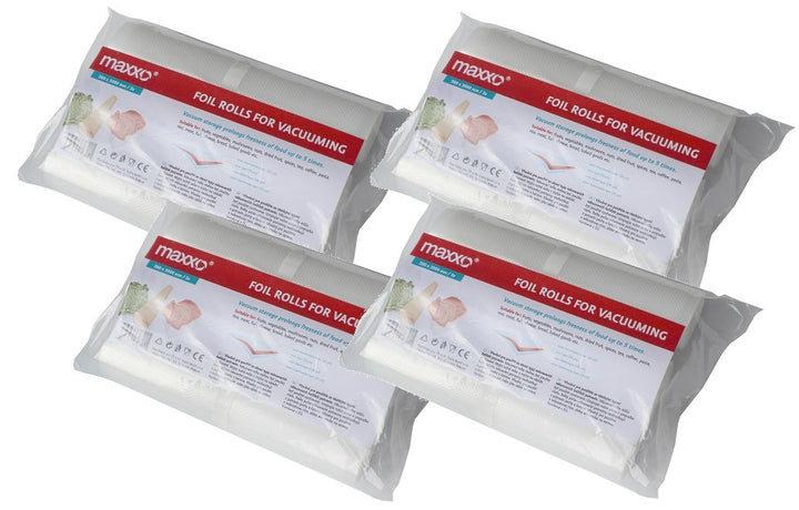 Maxxo Profi Rollen für Vakuumierer 12x 20 x 300 cm BPA frei Tüten Folienrollen für Vakuumiergeräte g
