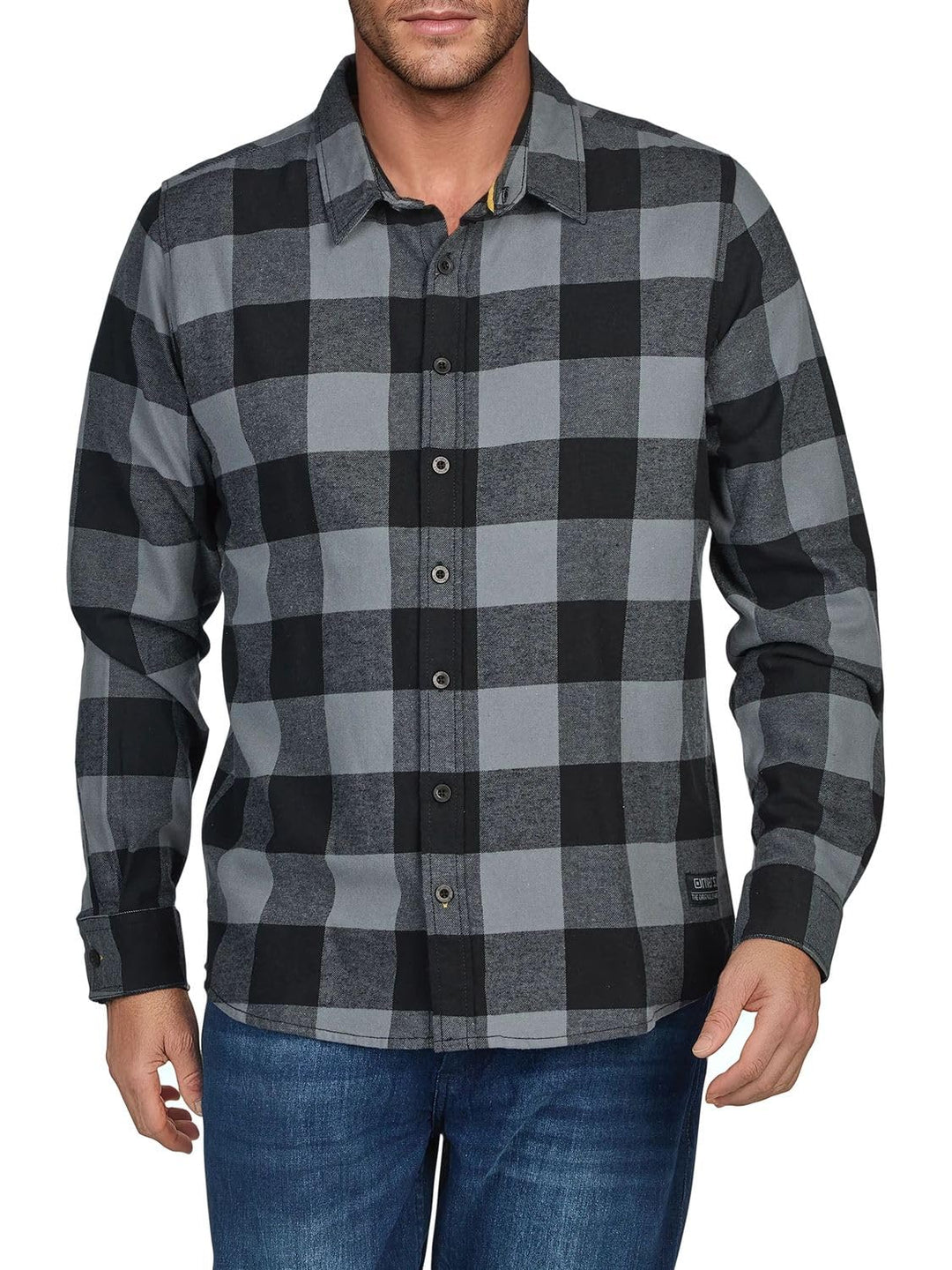 riverso Flanellhemd Herren Langarm Kariert Regular Fit RIVArne Hemd Holzfällerhemd Karohemd 100% Bau