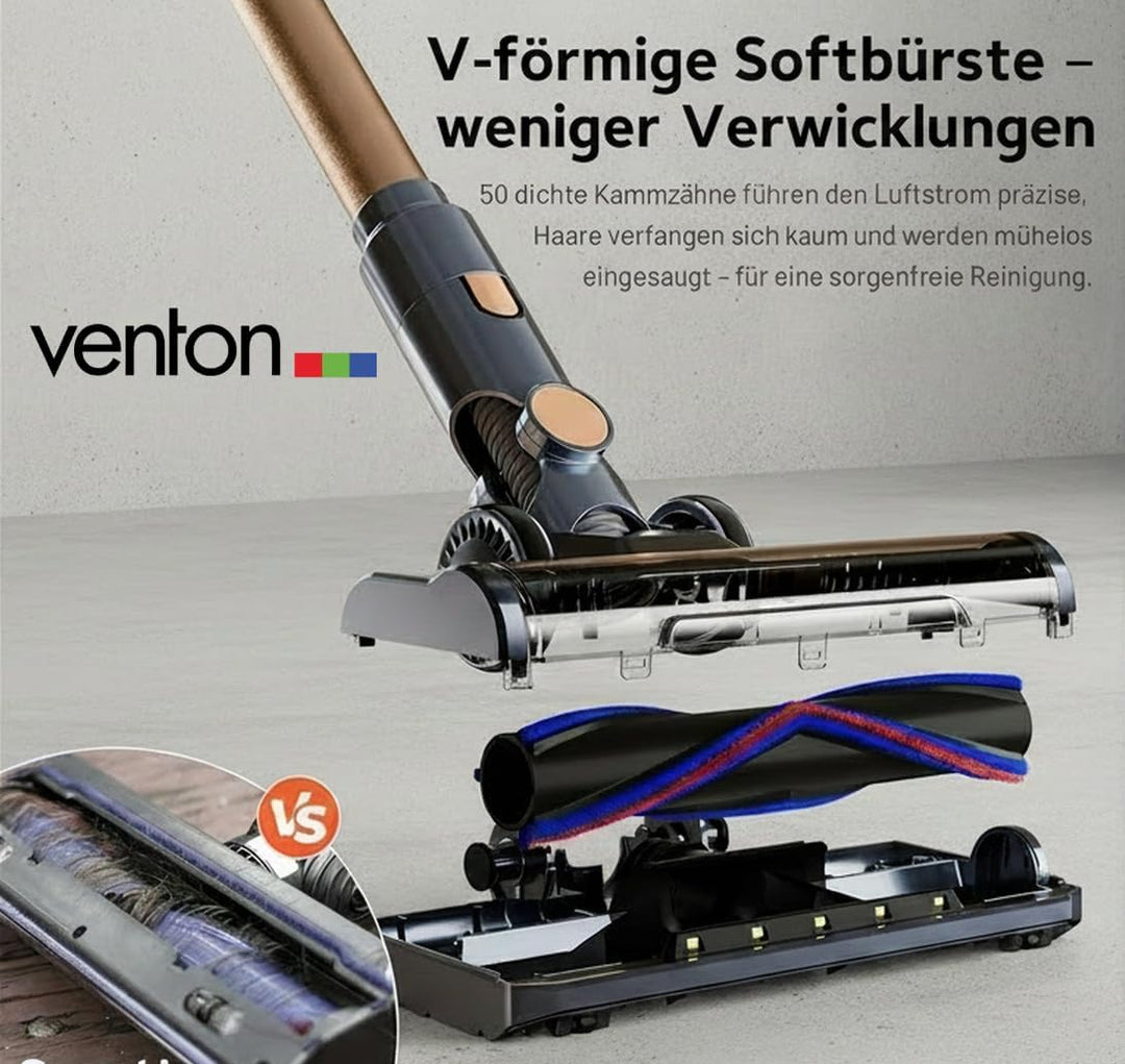 VENTON [Test SEHR GUT, Note 1.2] 2-in-1 Akku Staubsauger kabellos mit LED & Handstaubsauger beutello