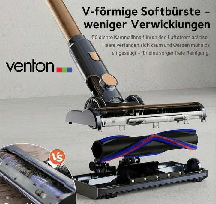 VENTON [Test SEHR GUT, Note 1.2] 2-in-1 Akku Staubsauger kabellos mit LED & Handstaubsauger beutello