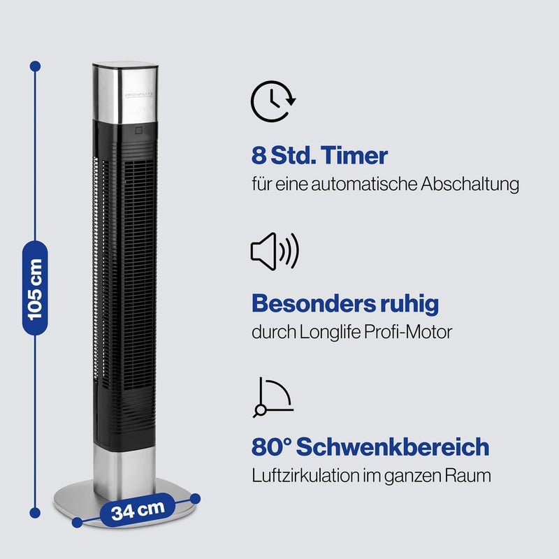 ProfiCare Turm-Ventilator PC-TVL 3068 Tower-Ventilator mit Multifunktions-Fernbedienung, LED-Display