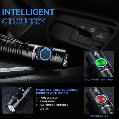 Wurkkos FC11-C LED Taschenlampe,led taschenlampe extrem hell,1300 Lumen Taschenlampe USB C Wiederauf