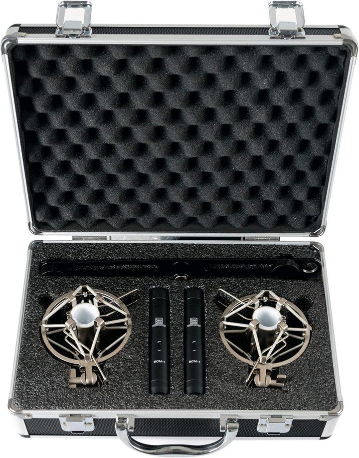 Pronomic SCM-1 Kleinmembran Mikrofon Stereo Set - Hochwertiger Koffer mit 2x Mikrofon, 1 x T-Bar Ste