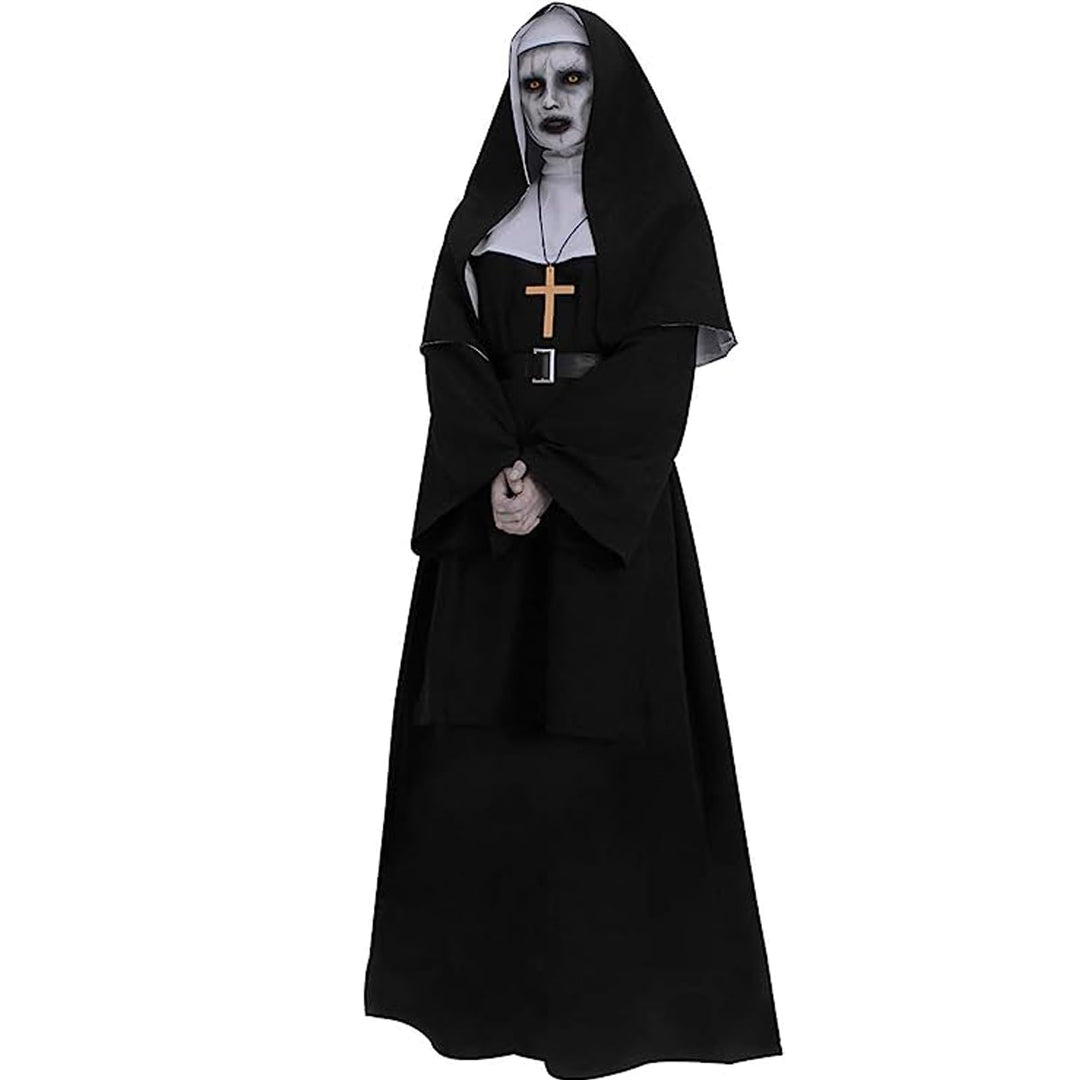 CR ROLECOS Nonnen Kostüm Damen,Faschingskostüme Damen Nonne für Erwachsene Kleidung Gothic Retro Kle