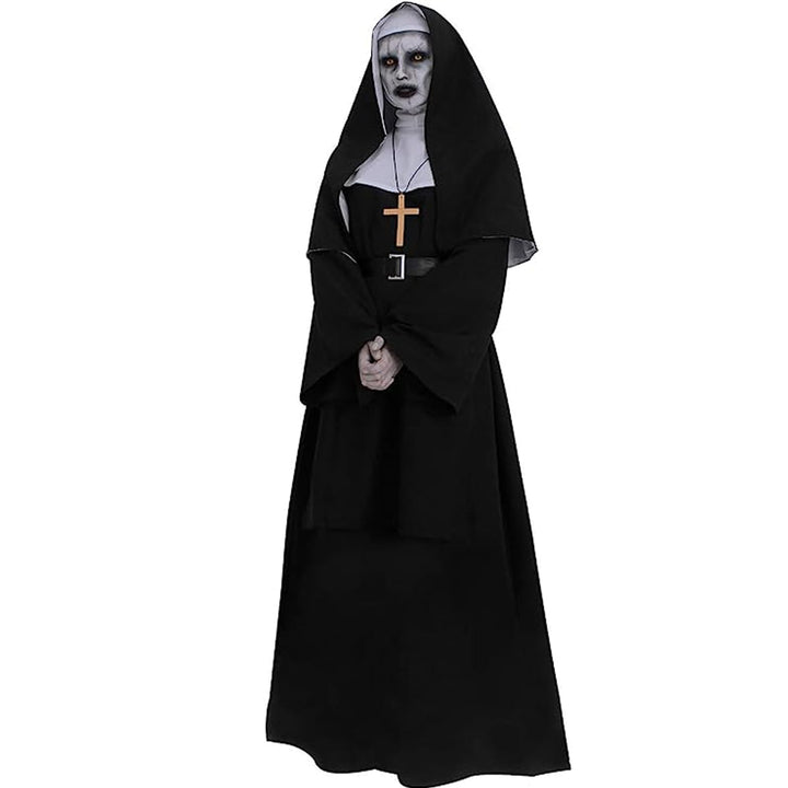 CR ROLECOS Nonnen Kostüm Damen,Faschingskostüme Damen Nonne für Erwachsene Kleidung Gothic Retro Kle