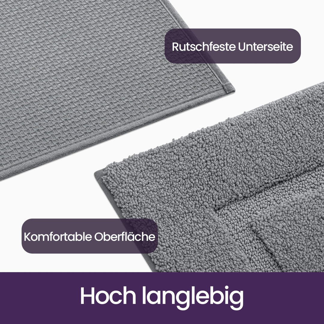 DEXI Badezimmerteppich 60 x 110 cm, Badteppich rutschfest Waschbar, weicher Badematte, Mikrofaser Ab