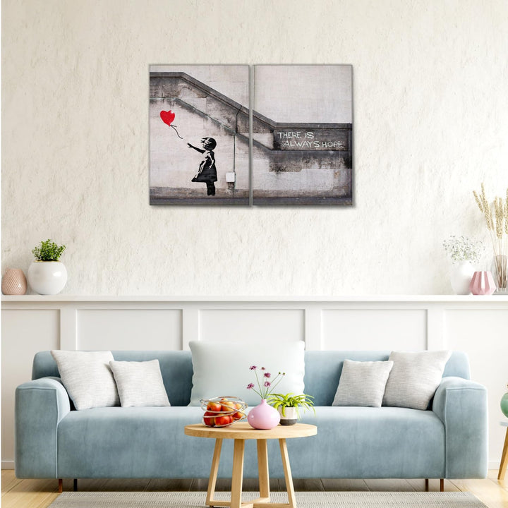 Giallobus - Grosse Gemälde im XXL-Format - Banksy - Street Art - Kleines Mädchen mit rotem Luftballo
