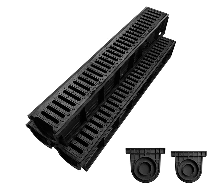 3m Entwässerungsrinne mit B125 Gussrost GJS - 1000 x 155 x 140 mm - Bodenrinne Ablaufrinne für Garag