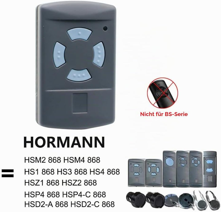 868,3 MHz Garagentoröffner, Garagentor-Fernbedienung kompatibel mit Hörmann HSM4 HSE2 HS1 HS4 HSZ1 H