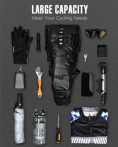 WATERFLY 10L Wasserdichte Satteltasche Fahrradtasche Fahrradsitz Tasche Sportsatteltasche Aufbewahru