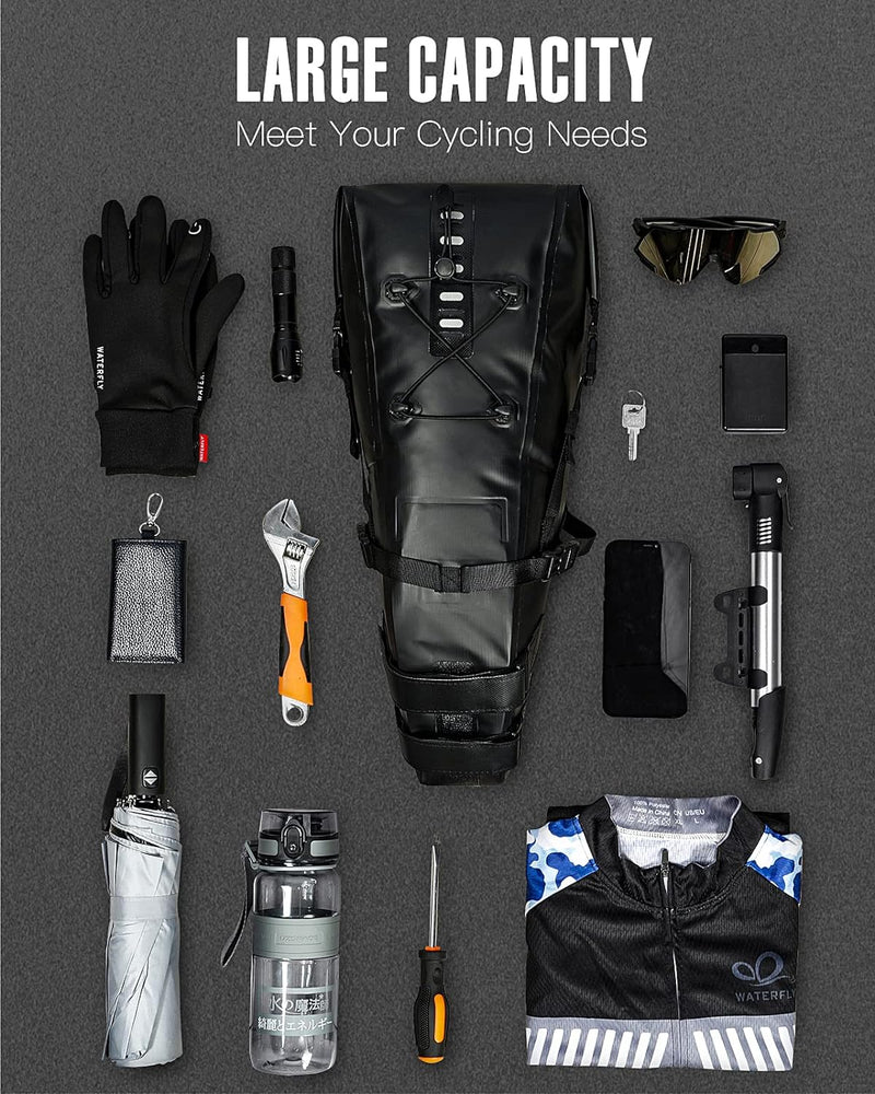 WATERFLY 10L Wasserdichte Satteltasche Fahrradtasche Fahrradsitz Tasche Sportsatteltasche Aufbewahru