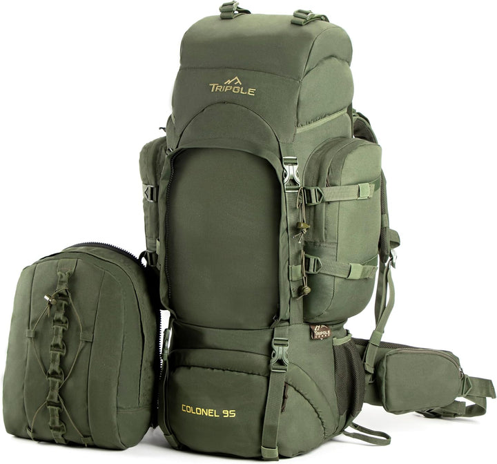 Tripole Rucksack Der Colonel-Serie Mit Innenrahmen - Mit Abnehmbarem Tagesrucksack Und Regenhülle 95
