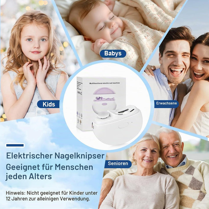 Elektrischer Nagelknipser, Elektrische Nagelfeile mit Polierfunktion &amp; LED-Licht, Automatischer Nage