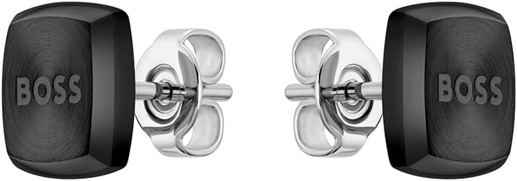 BOSS Jewelry Ohrstecker für Herren Kollektion YANN aus Edelstahl Black, Black