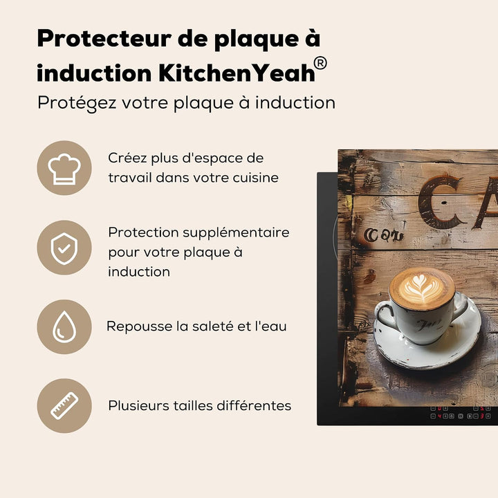 KitchenYeah© Herdabdeckplatte Einteilig Herdabdeckung Abdeckplatte Kaffee - Holz 52L x 65B cm, Kaffe