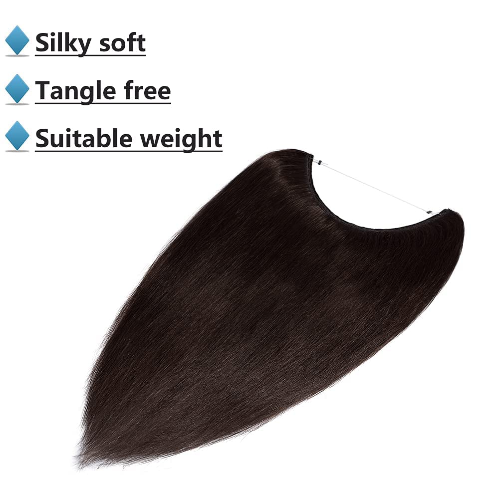 Extensions Echthaar mit transparenter Schnur, Silk-co Wire in ExtensionsDunkelbraun 60g, Secrets Hai