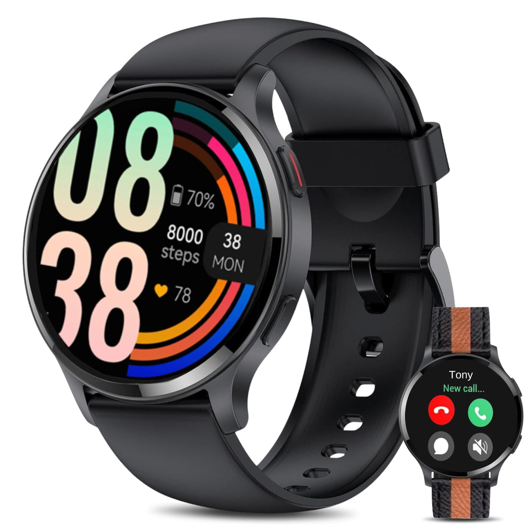 HOAIYO Smartwatch Herren Damen mit Telefonfunktion, 1.5" Fitnessuhr Armbanduhren Sportuhr mit Pulsme