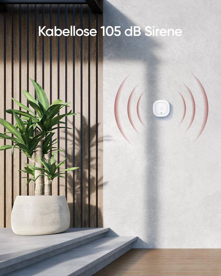 eufy Security Sirene, 105dB kabelloser Alarm, IP65 Wetterfest, mit Fernalarmierung, 2 Jahre Batterie