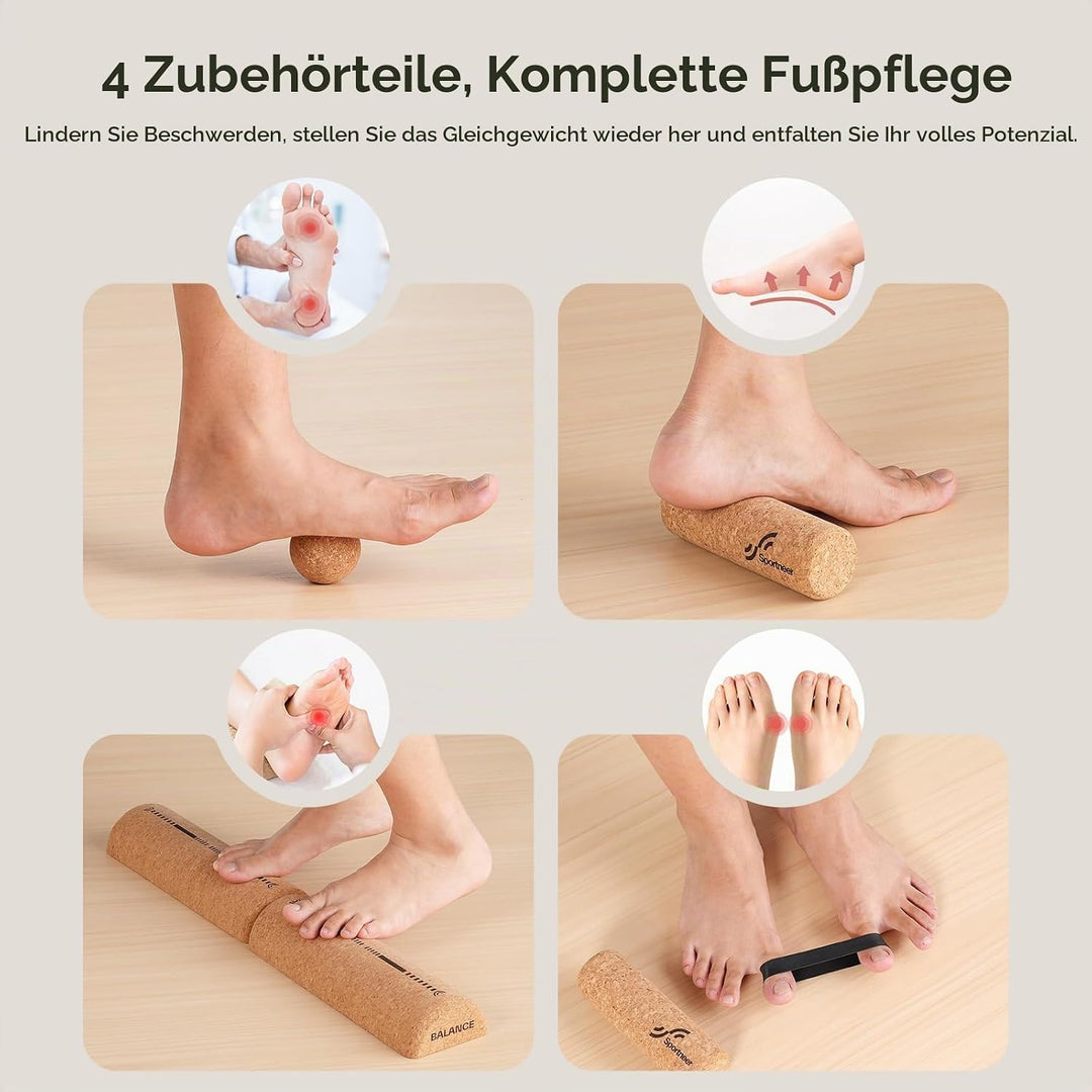 Sportneer Balance Board Set aus Naturkork mit Tasche – Fusstrainer &amp; Gleichgewichtstrainer für Fusss