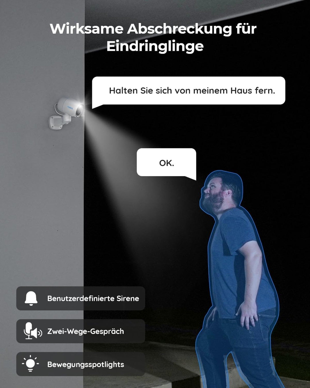 Reolink 4K PoE Überwachungskamera Aussen mit 180° Pan, Spotlight, Farbnachtsicht, Auto-Tracking, Sma