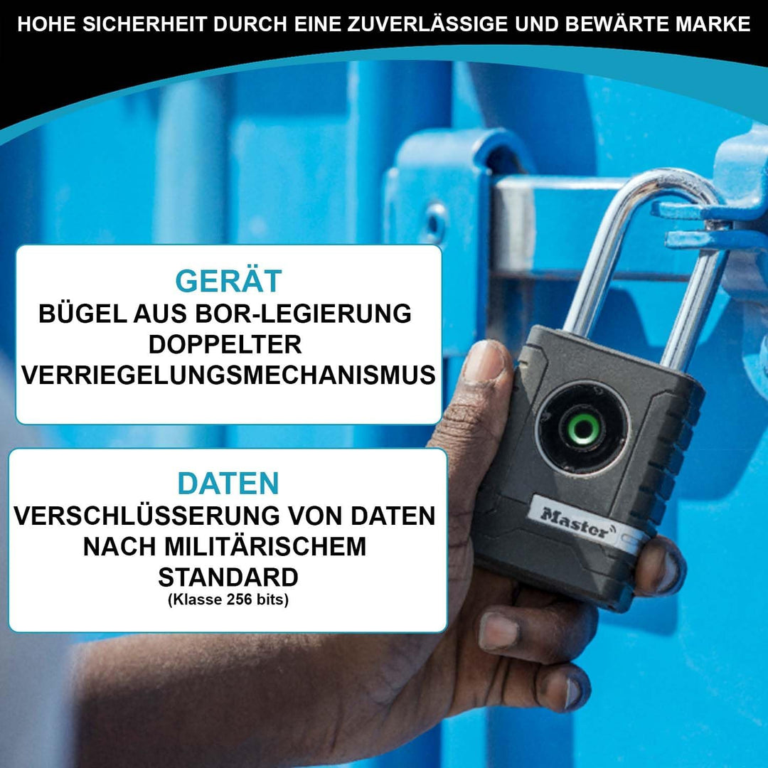 Master Lock 4401EURLHEC Bluetooth Vorhängeschloss für Unternehmen oder Privater, Wetterfest, Länger