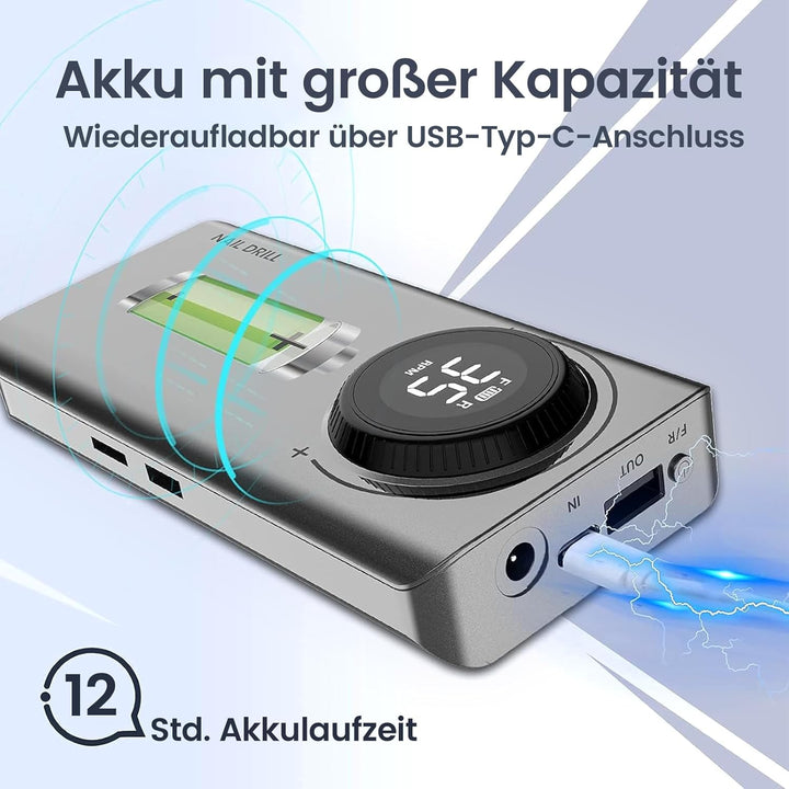 Nagelfräser Akku, Maniküre Set Elektrische Nagelfeile 35000 U/Min, Delanie Nagelfräser Für Gelnägel