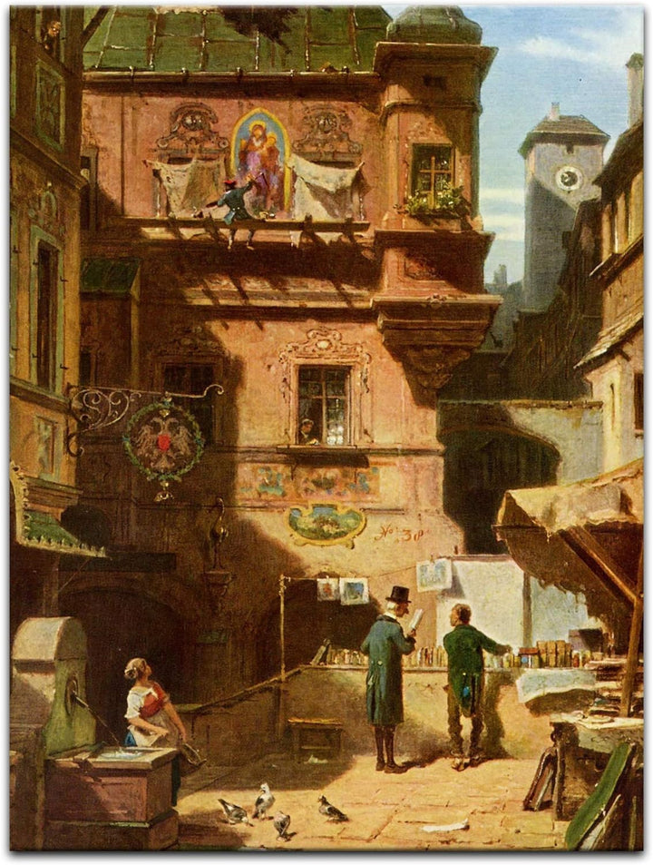 Bilderdepot24 Bild auf Leinwand | Carl Spitzweg Kunst und Wissenschaft in 60x80 cm als Wandbild | Wa