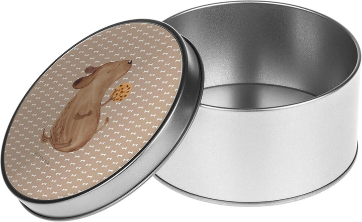 Mr. &amp; Mrs. Panda Blechdose rund Hund Keks - Geschenk, hungrig, Metallkiste mit Deckel, Metallboxen,