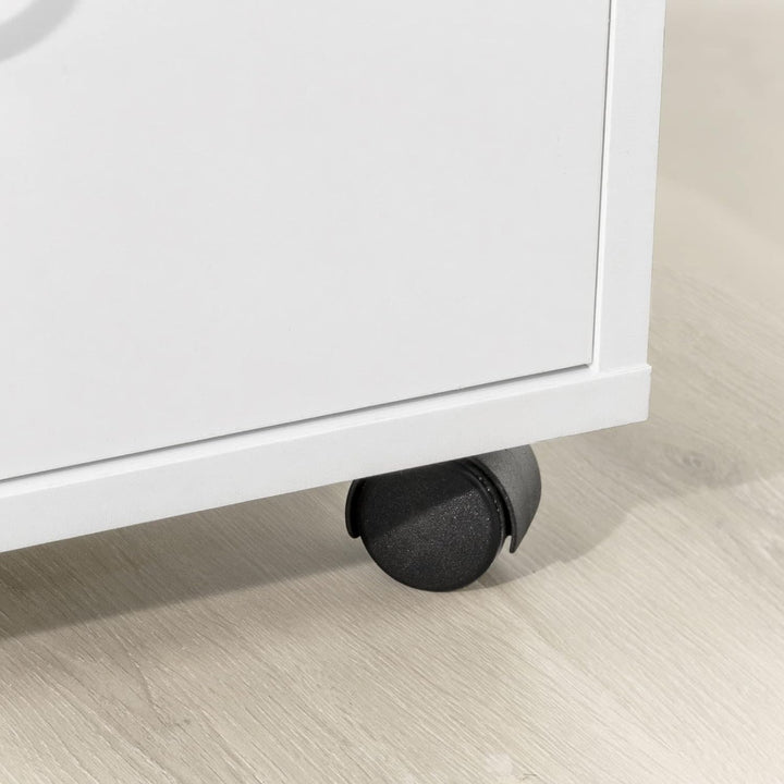 SoBuy FBT106-W Druckertisch mit Schublade und Tür Aktenschrank Rollcontainer mit Fächern Bürowagen B
