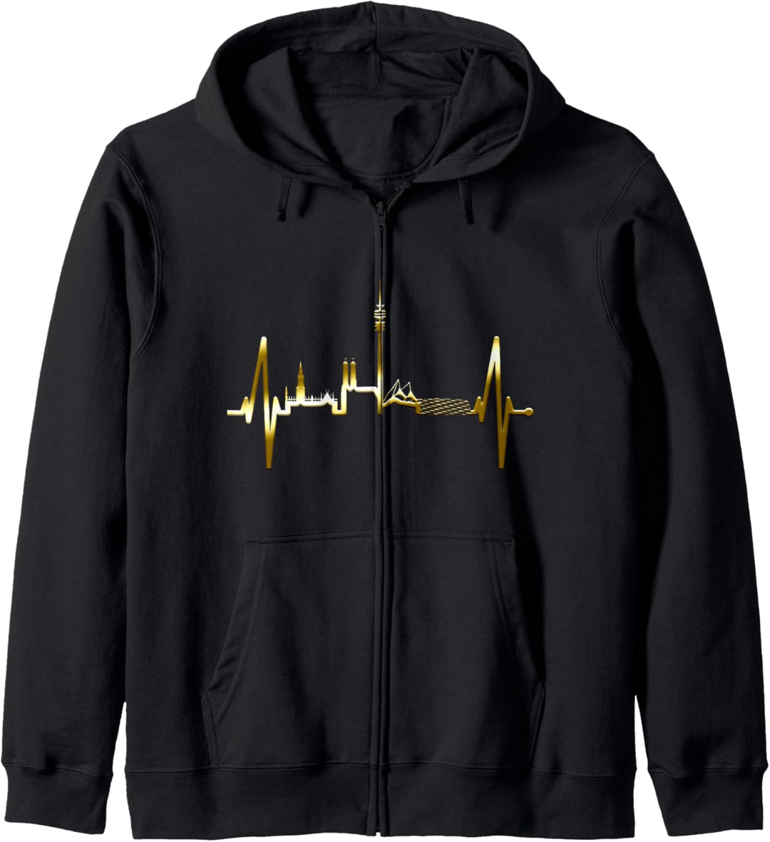 München Skyline Herzschlag Ich Liebe München I Love Munich Kapuzenjacke
