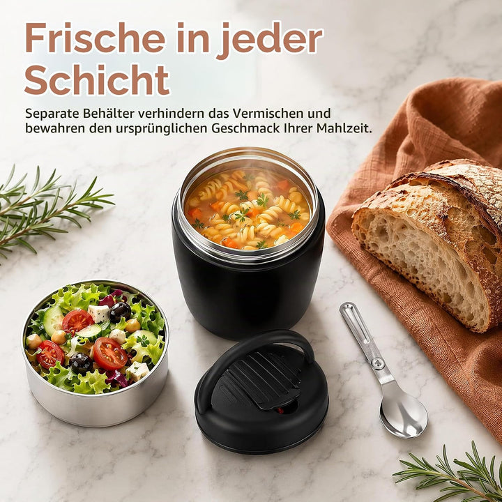 Thermobehälter für Essen 1200ml Warmhaltebehälter Essen to go mit Tasche &amp; Löffel Thermo Speisebehäl